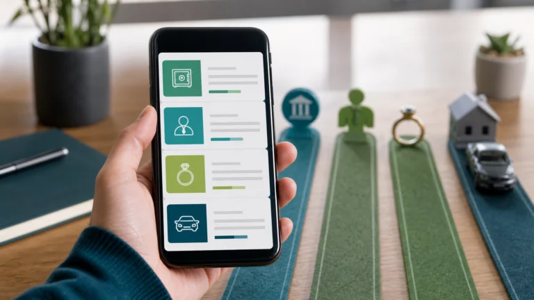 Celular mostrando alternativas de crédito com diferentes tipos de garantia